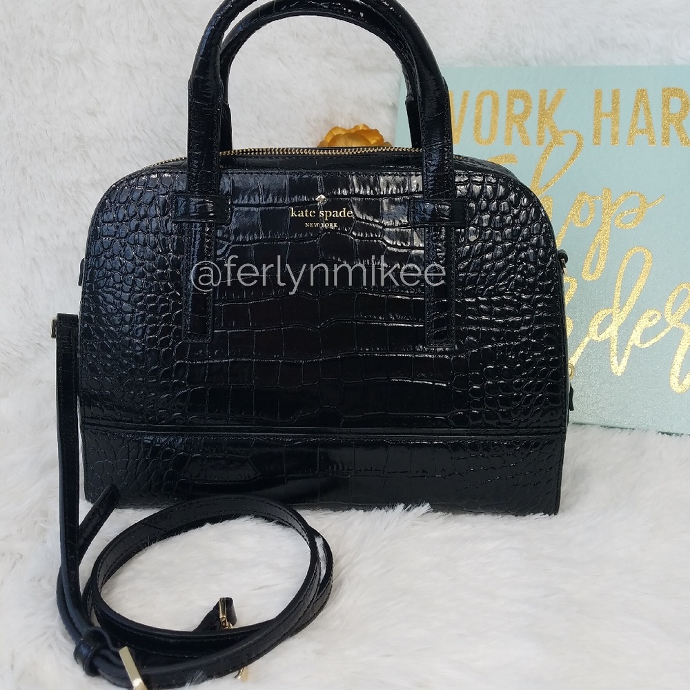 KATE SPADE NEW Women's Handbag Purse Small Felix Riverside St Exotic Black NWT - Picture 6 of 8